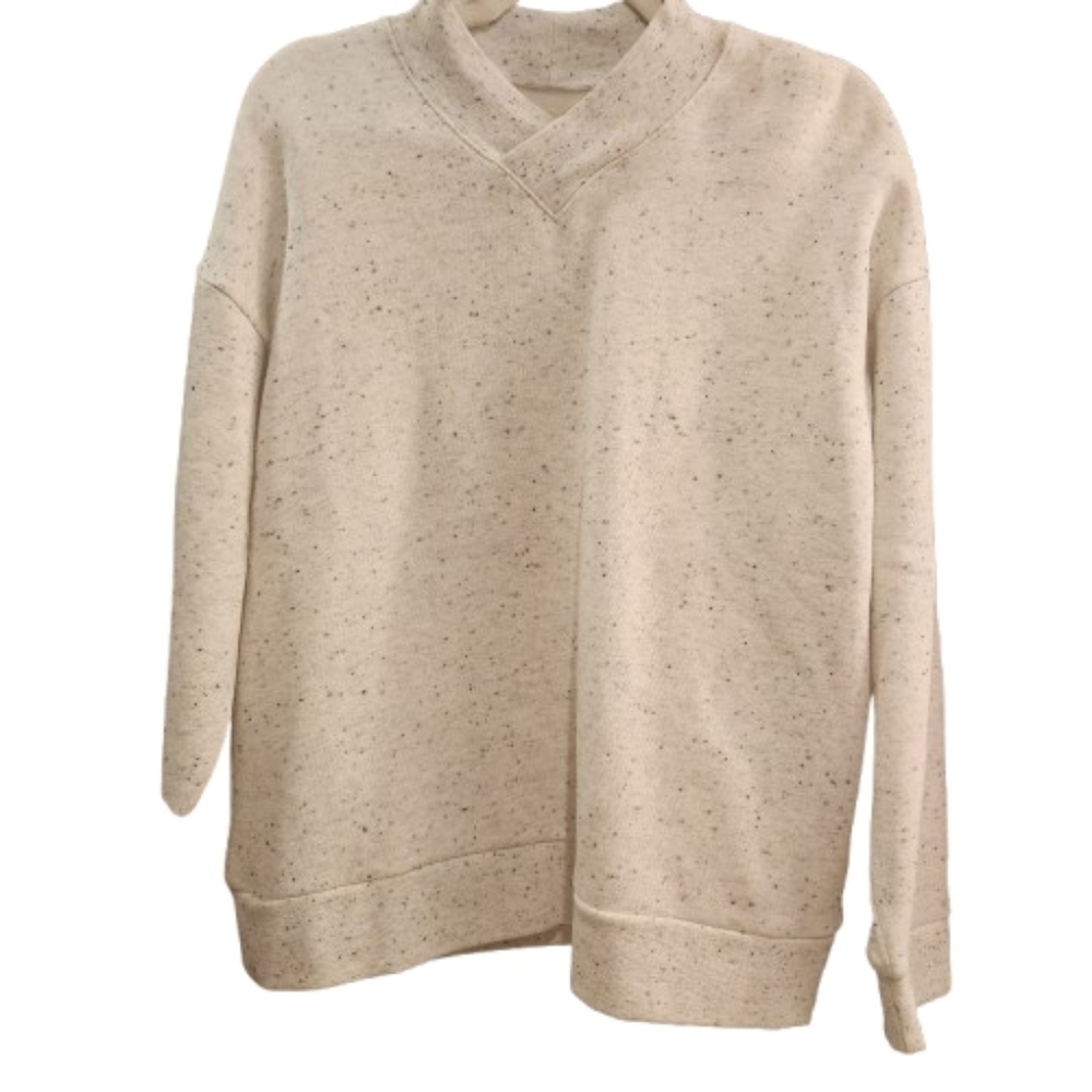 Madewell White Speckled Fleece Sweatshirt Pullover Size Medium NWOT